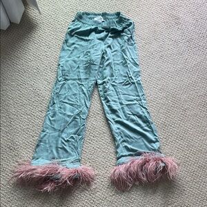 Light blue pajama pant with ostrich detail